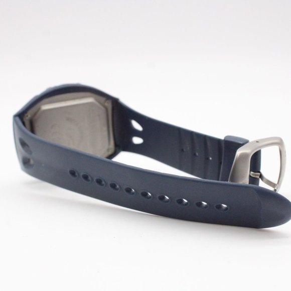 Vintage Polar Digital Watch Mens Navy Blue Stainless Steel Alarm Rubber Band - Picture 7 of 8